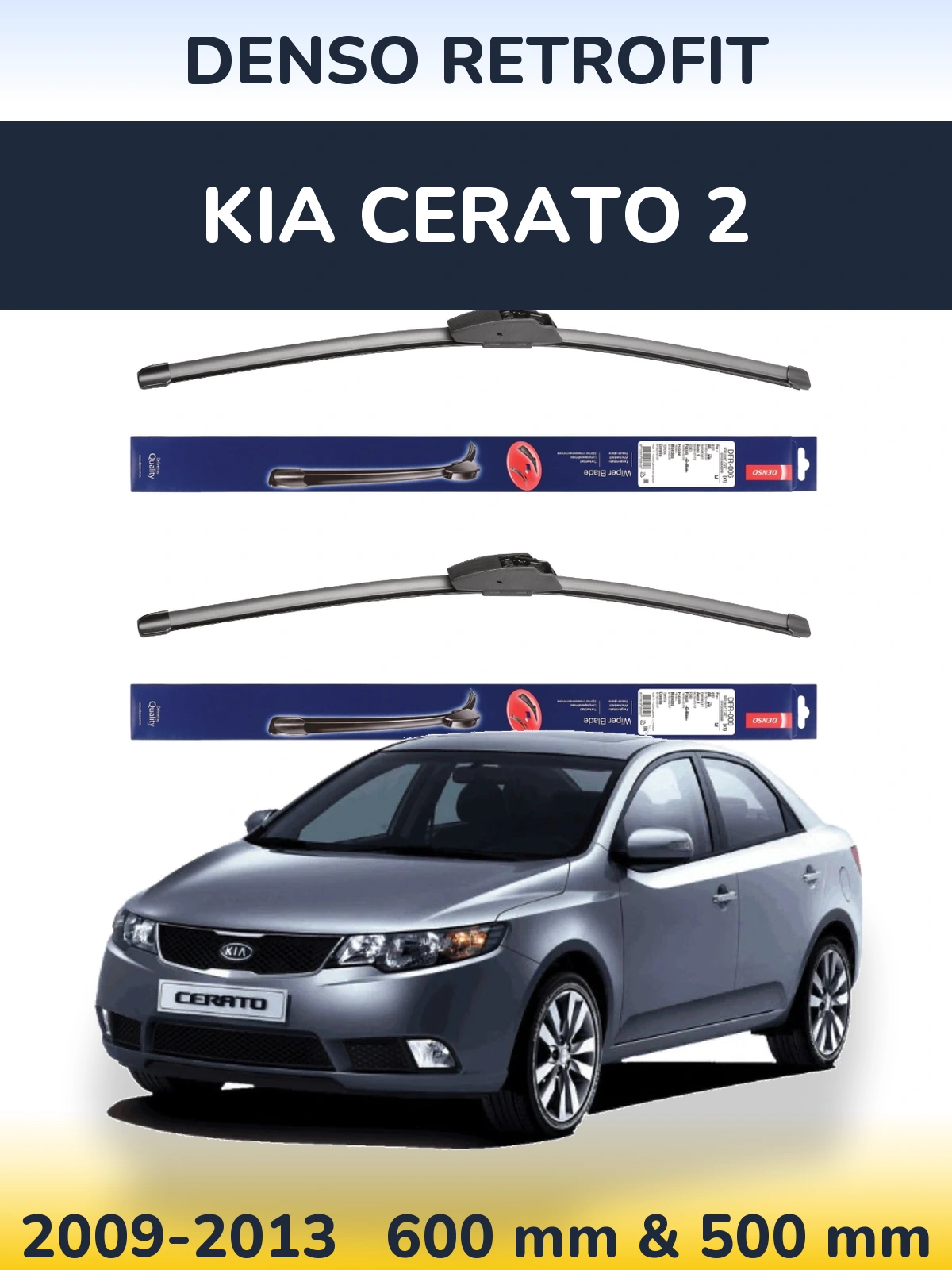 Sada předních stěračů Denso Retrofit 600 a 500 mm pro KIA Cerato 2 2009-2013