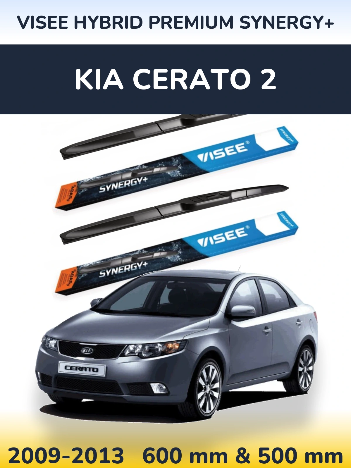 Sada předních stěračů VISEE HYBRID PREMIUM SYNERGY+ 600 a 500 mm pro KIA Cerato 2 2009-2013