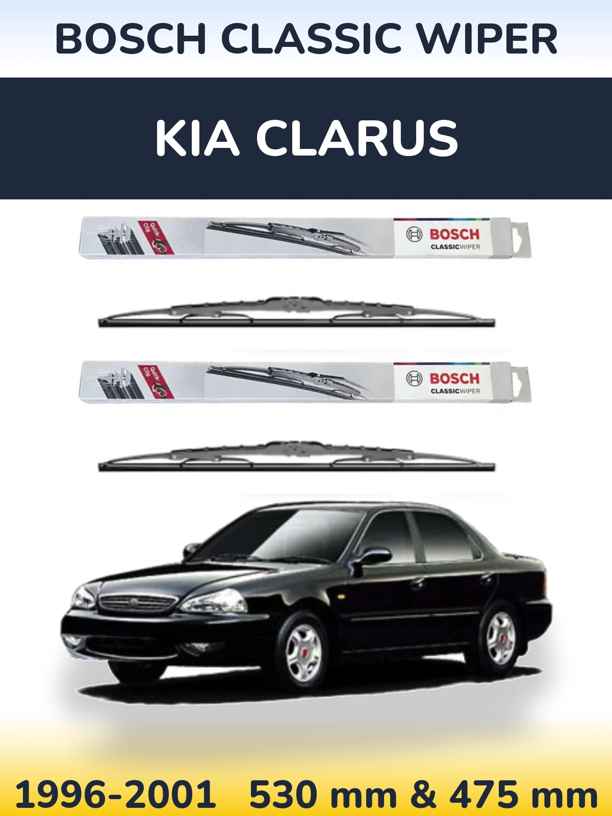 Sada předních stěračů BOSCH Classic Wiper 530 a 475 mm pro KIA Clarus 1996-2001