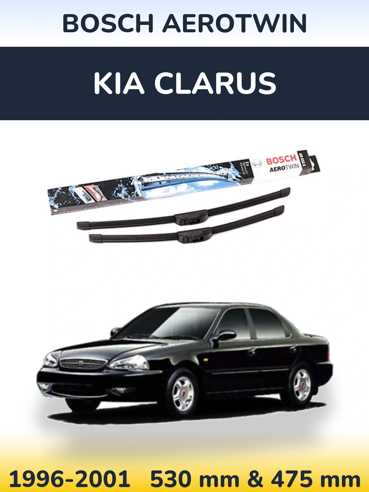Sada předních stěračů BOSCH AeroTwin 530 a 475 mm pro KIA Clarus 1996-2001