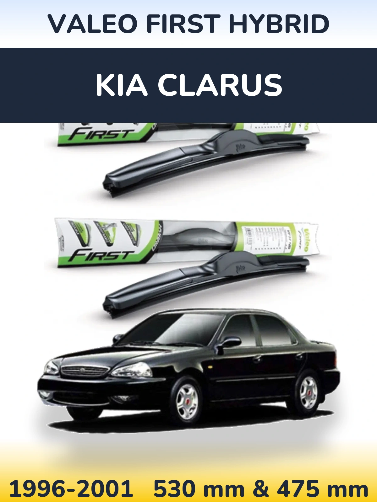 Sada předních stěračů Valeo First Hybrid 530 a 475 mm pro KIA Clarus 1996-2001