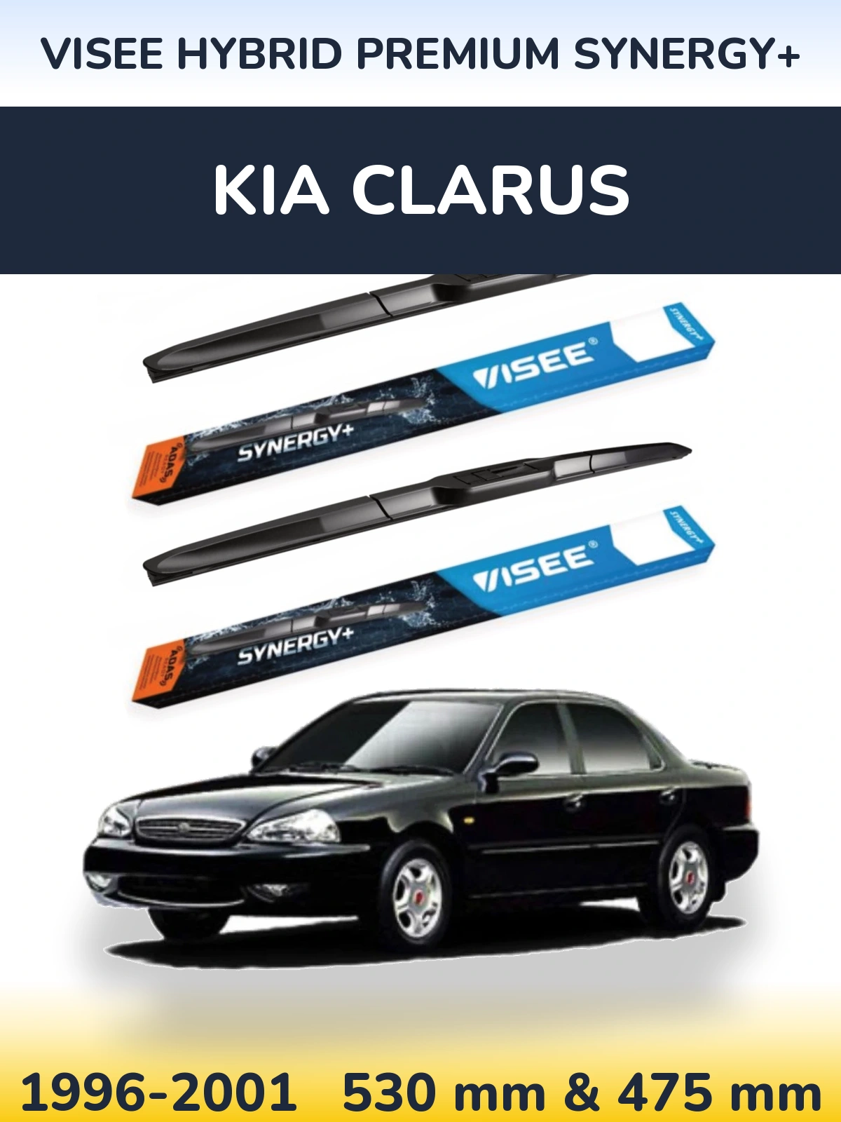 Sada předních stěračů VISEE HYBRID PREMIUM SYNERGY+ 530 a 475 mm pro KIA Clarus 1996-2001