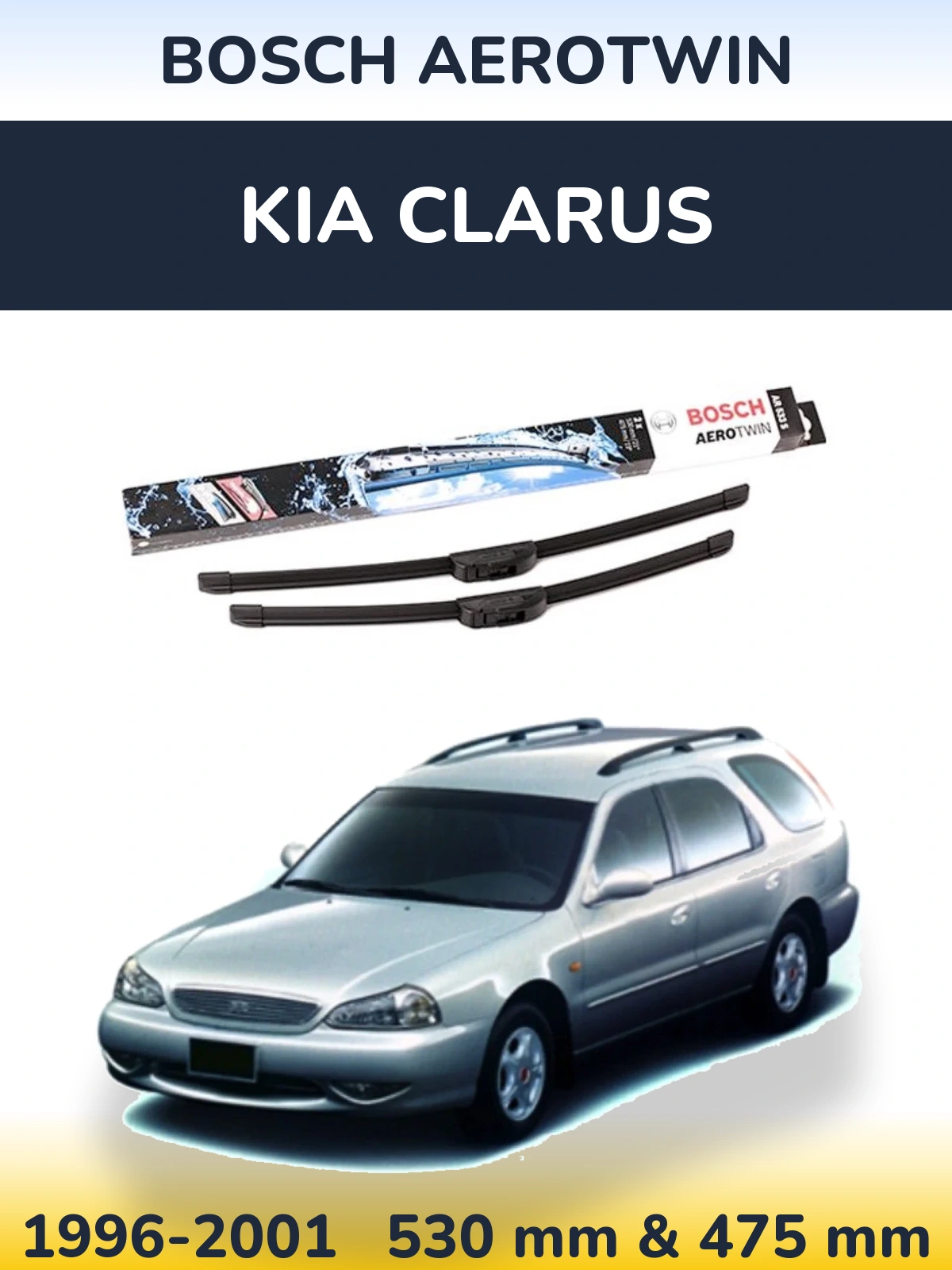 Sada předních stěračů BOSCH AeroTwin 530 a 475 mm pro KIA Clarus 1996-2001