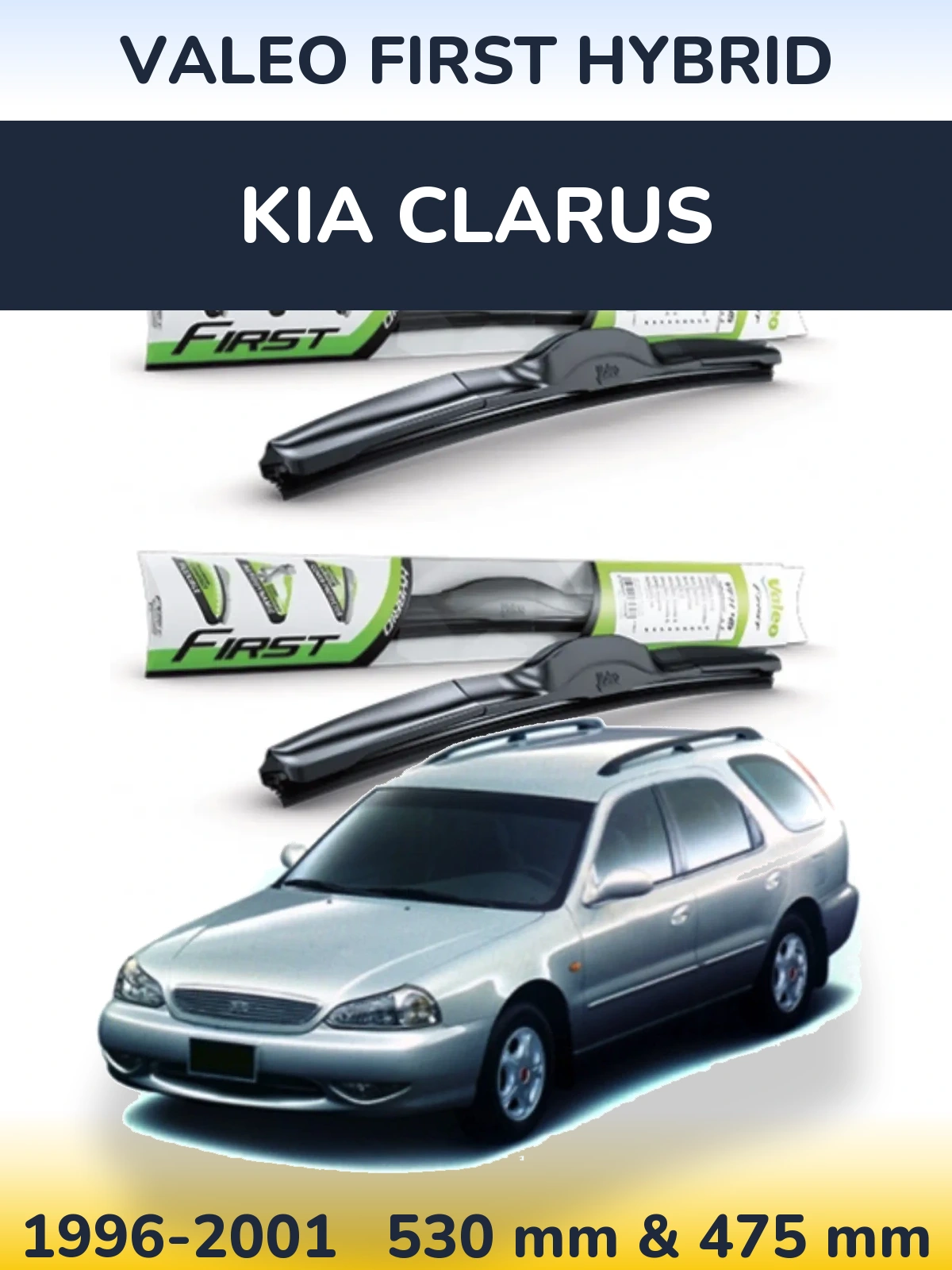 Sada předních stěračů Valeo First Hybrid 530 a 475 mm pro KIA Clarus 1996-2001
