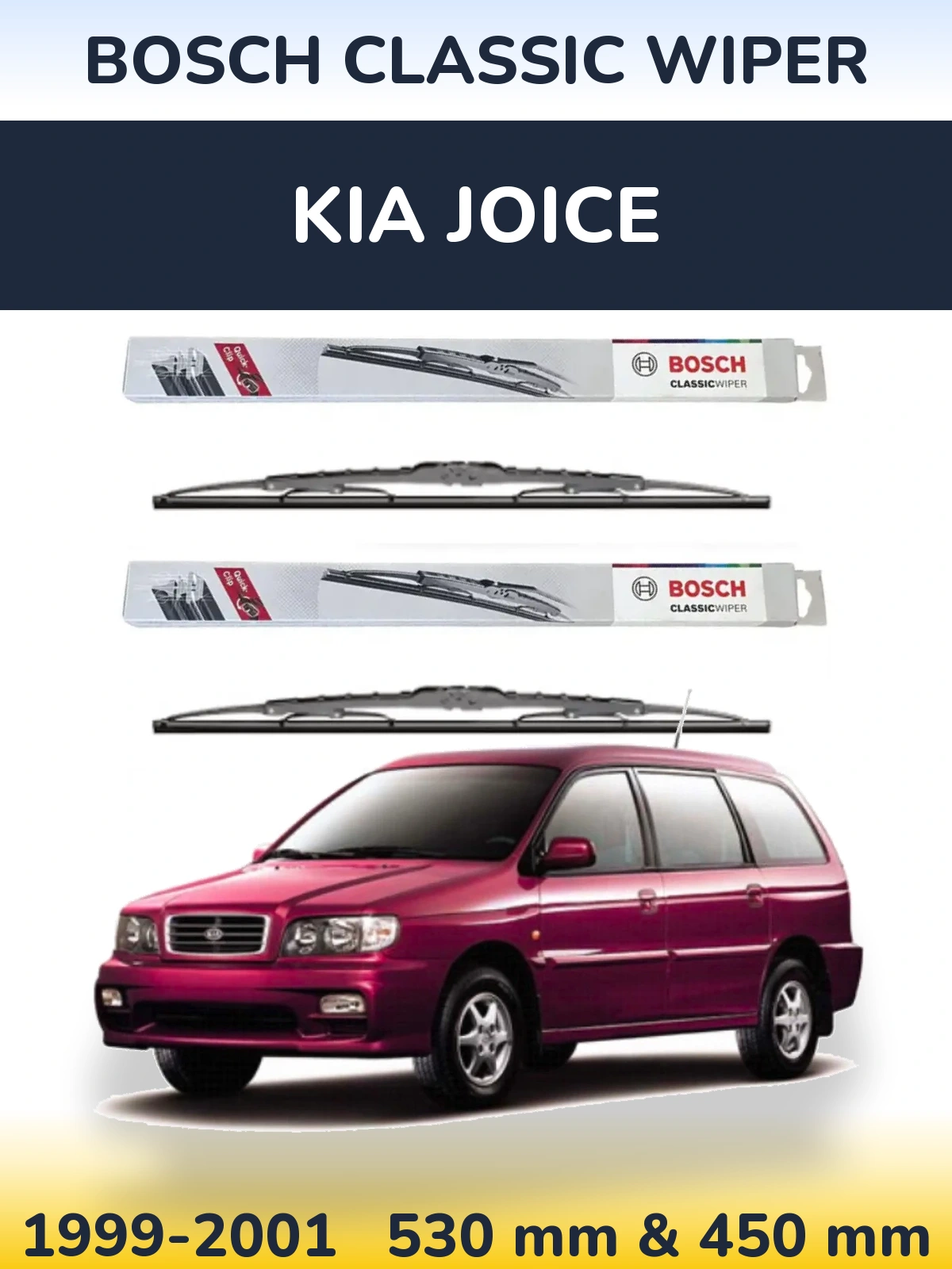 Sada předních stěračů BOSCH Classic Wiper 530 a 450 mm pro KIA Joice 1999-2001