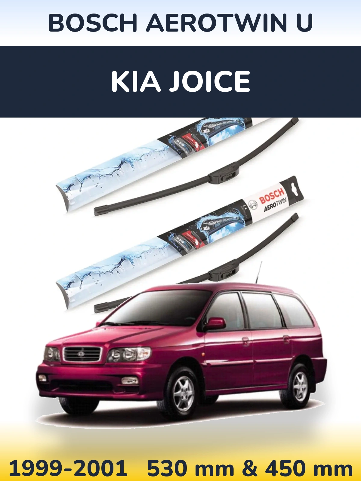 Sada předních stěračů BOSCH AeroTwin U 530 a 450 mm pro KIA Joice 1999-2001