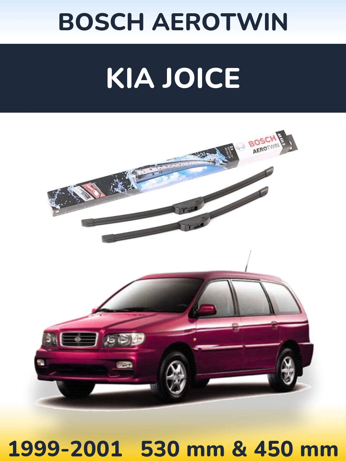 Sada předních stěračů BOSCH AeroTwin 530 a 450 mm pro KIA Joice 1999-2001