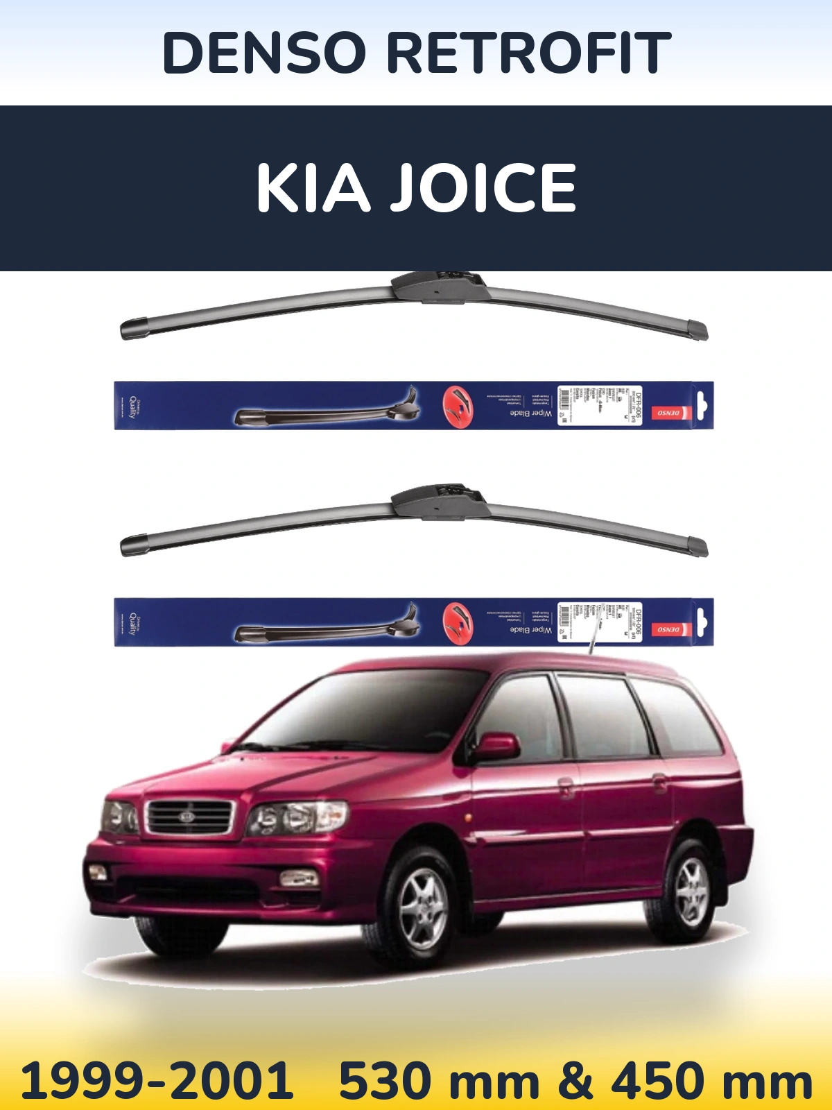 Sada předních stěračů Denso Retrofit 530 a 450 mm pro KIA Joice 1999-2001