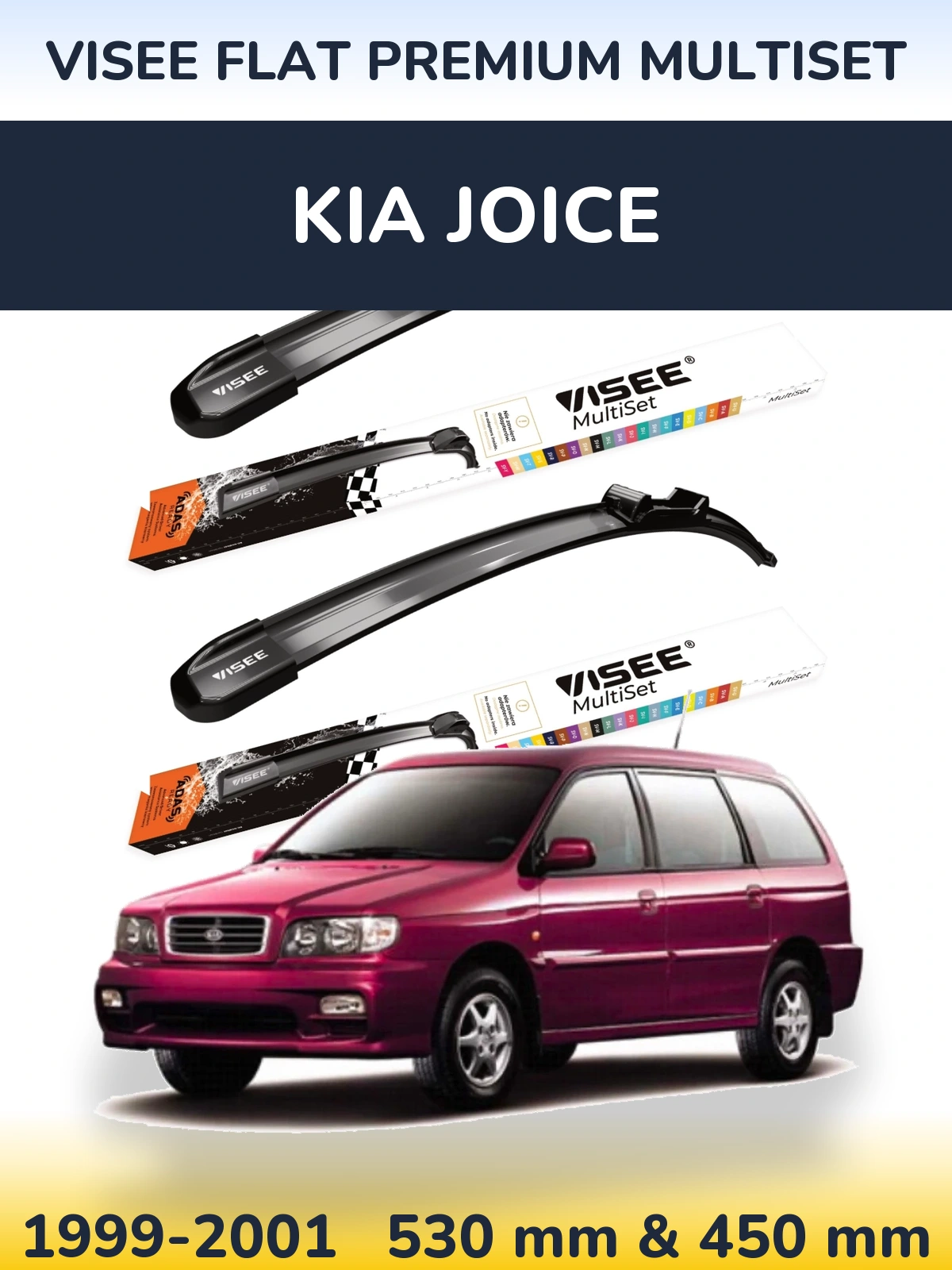 Sada předních stěračů VISEE FLAT PREMIUM MultiSet 530 a 450 mm pro KIA Joice 1999-2001