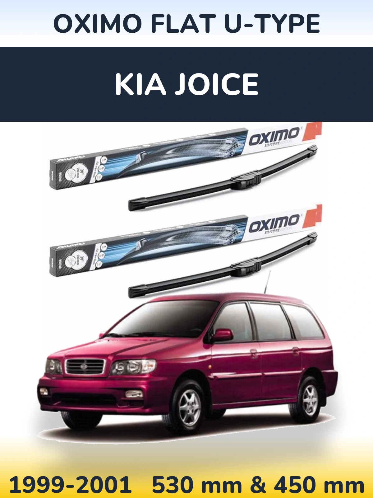 Sada předních stěračů Oximo Flat U-type 530 a 450 mm pro KIA Joice 1999-2001