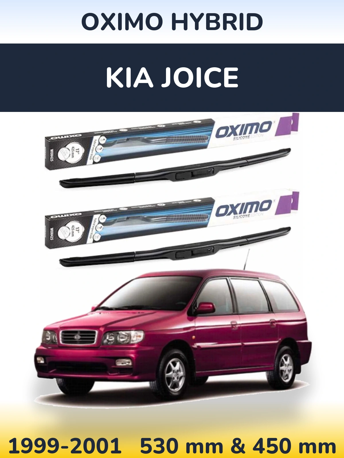 Sada předních stěračů Oximo Hybrid 530 a 450 mm pro KIA Joice 1999-2001