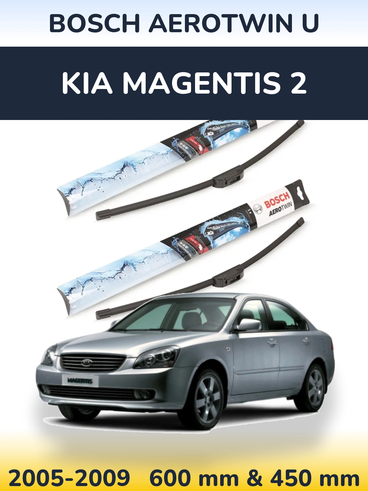 Sada předních stěračů BOSCH AeroTwin U 600 a 450 mm pro KIA Magentis 2 2005-2009