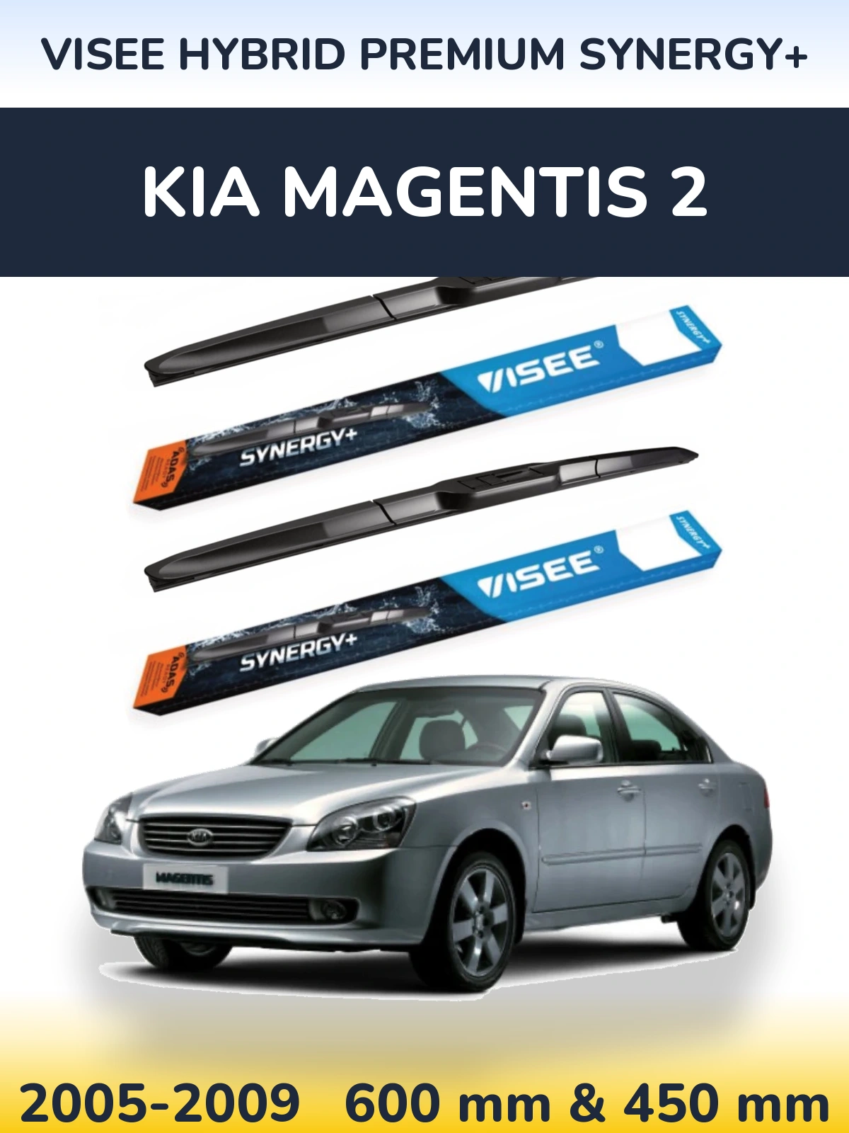 Sada předních stěračů VISEE HYBRID PREMIUM SYNERGY+ 600 a 450 mm pro KIA Magentis 2 2005-2009