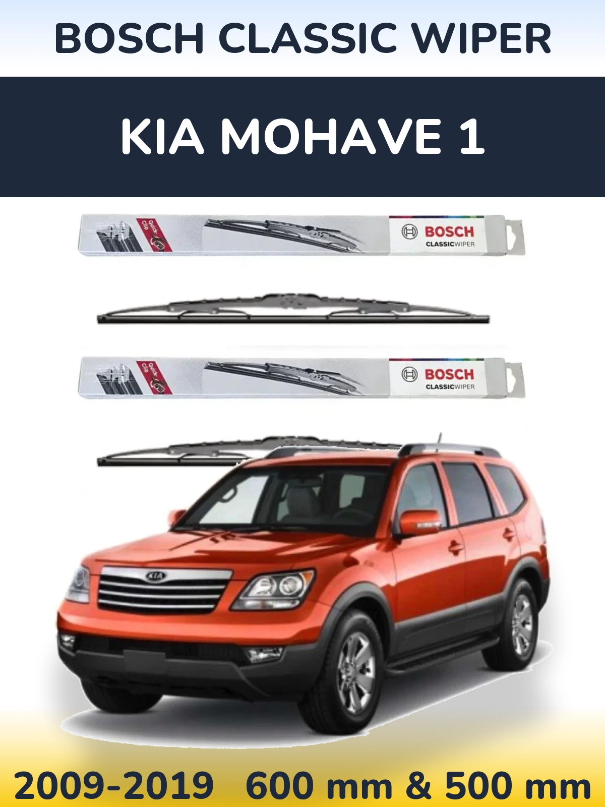 Sada předních stěračů BOSCH Classic Wiper 600 a 500 mm pro KIA Mohave 1 2009-2019