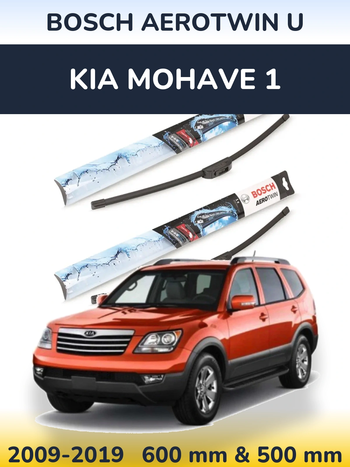 Sada předních stěračů BOSCH AeroTwin U 600 a 500 mm pro KIA Mohave 1 2009-2019