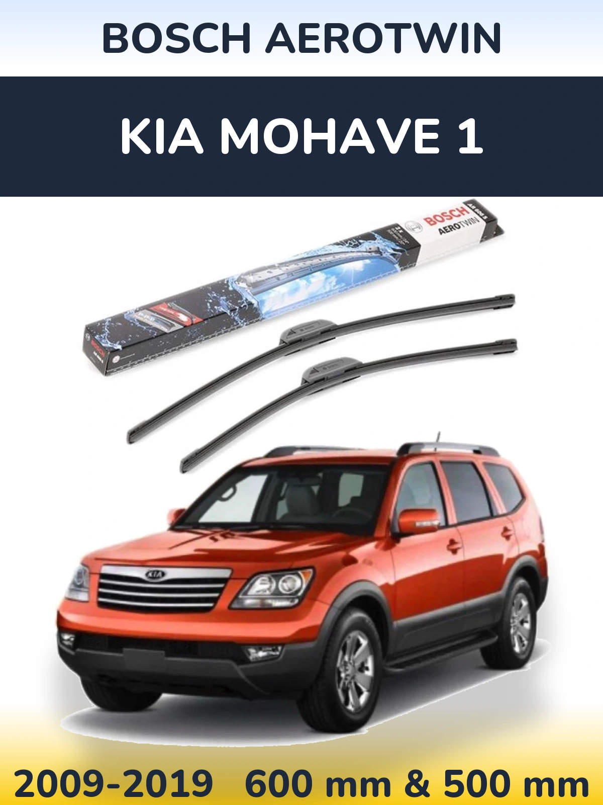 Sada předních stěračů BOSCH AeroTwin 600 a 500 mm pro KIA Mohave 1 2009-2019