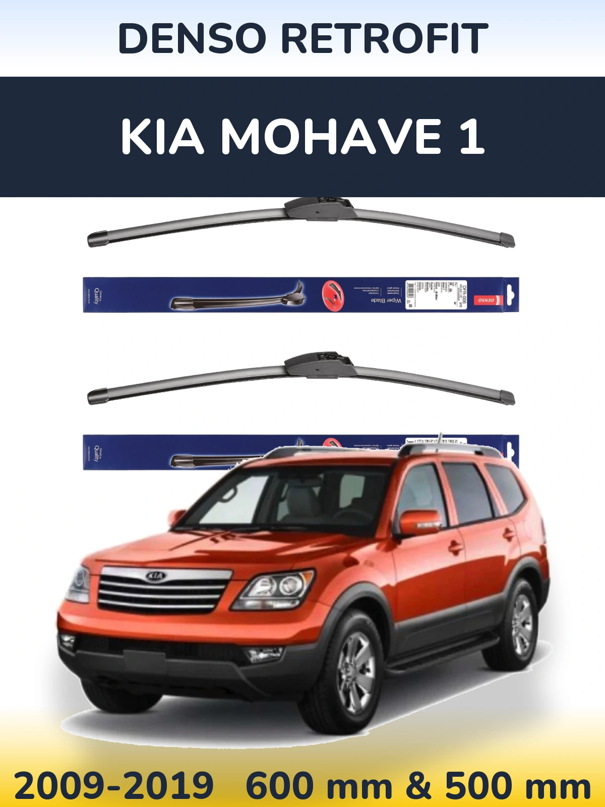 Sada předních stěračů Denso Retrofit 600 a 500 mm pro KIA Mohave 1 2009-2019