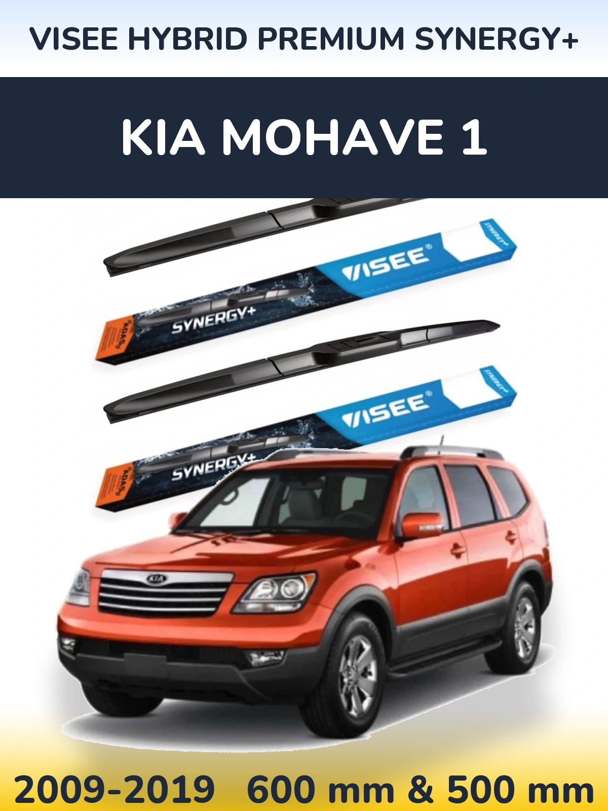 Sada předních stěračů VISEE HYBRID PREMIUM SYNERGY+ 600 a 500 mm pro KIA Mohave 1 2009-2019