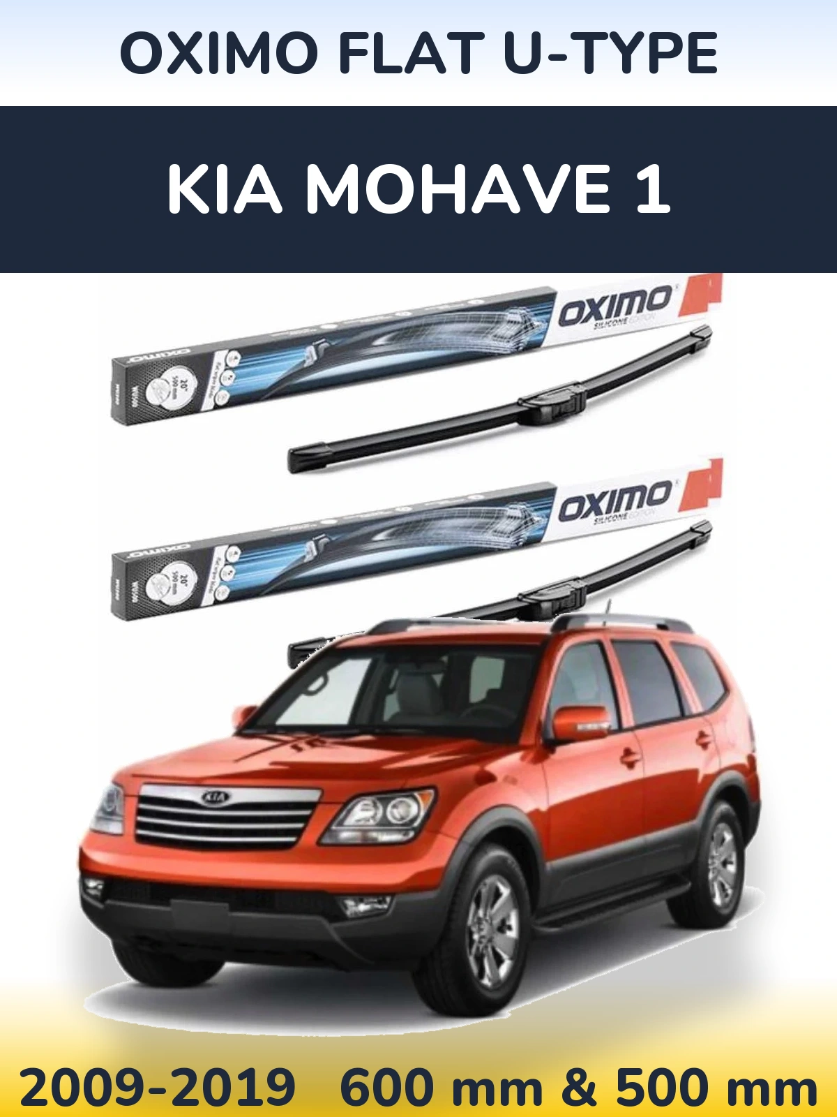 Sada předních stěračů Oximo Flat U-type 600 a 500 mm pro KIA Mohave 1 2009-2019