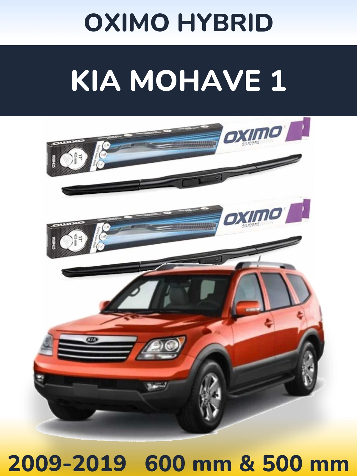 Sada předních stěračů Oximo Hybrid 600 a 500 mm pro KIA Mohave 1 2009-2019