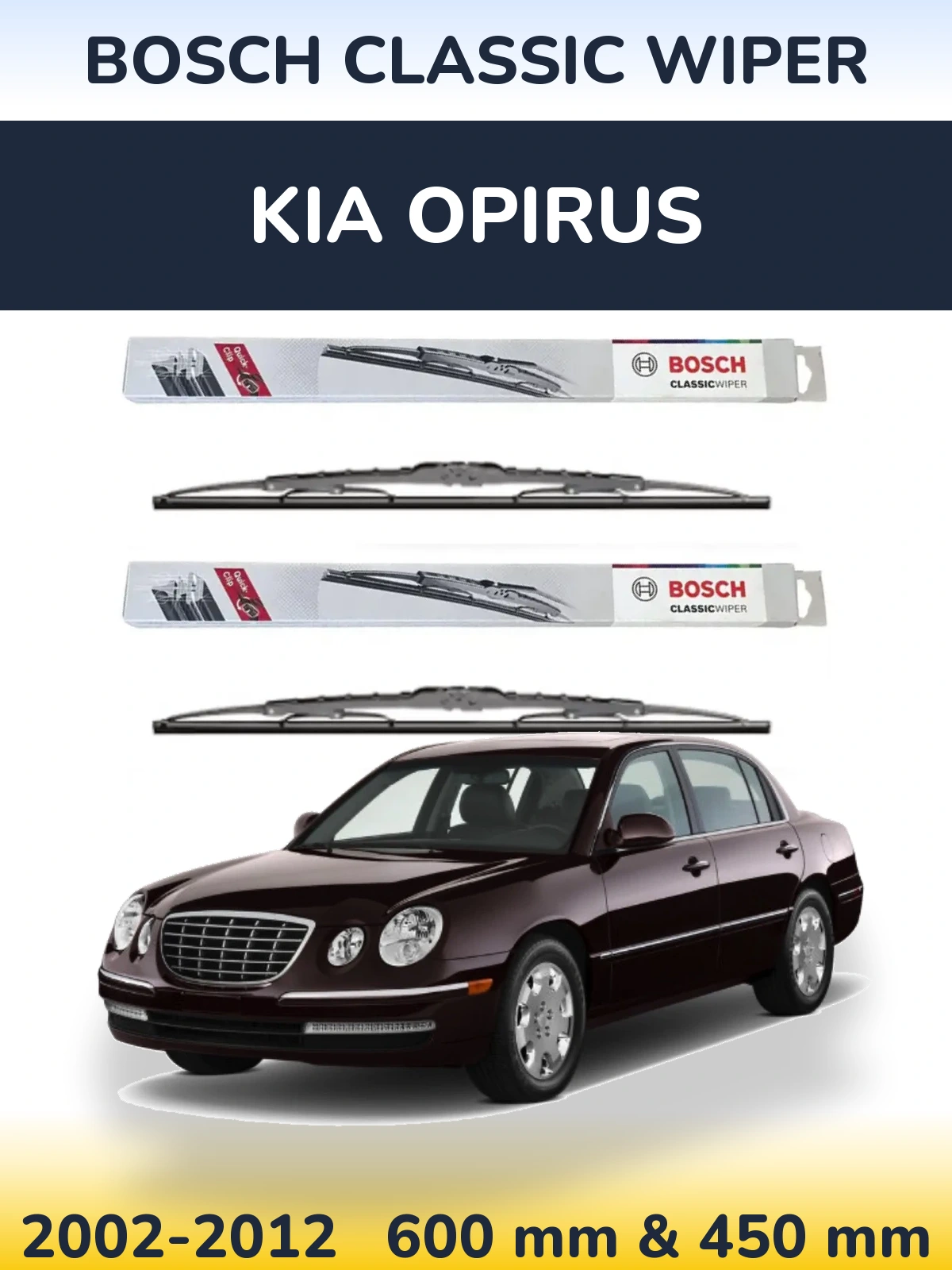 Sada předních stěračů BOSCH Classic Wiper 600 a 450 mm pro KIA Opirus 2002-2012