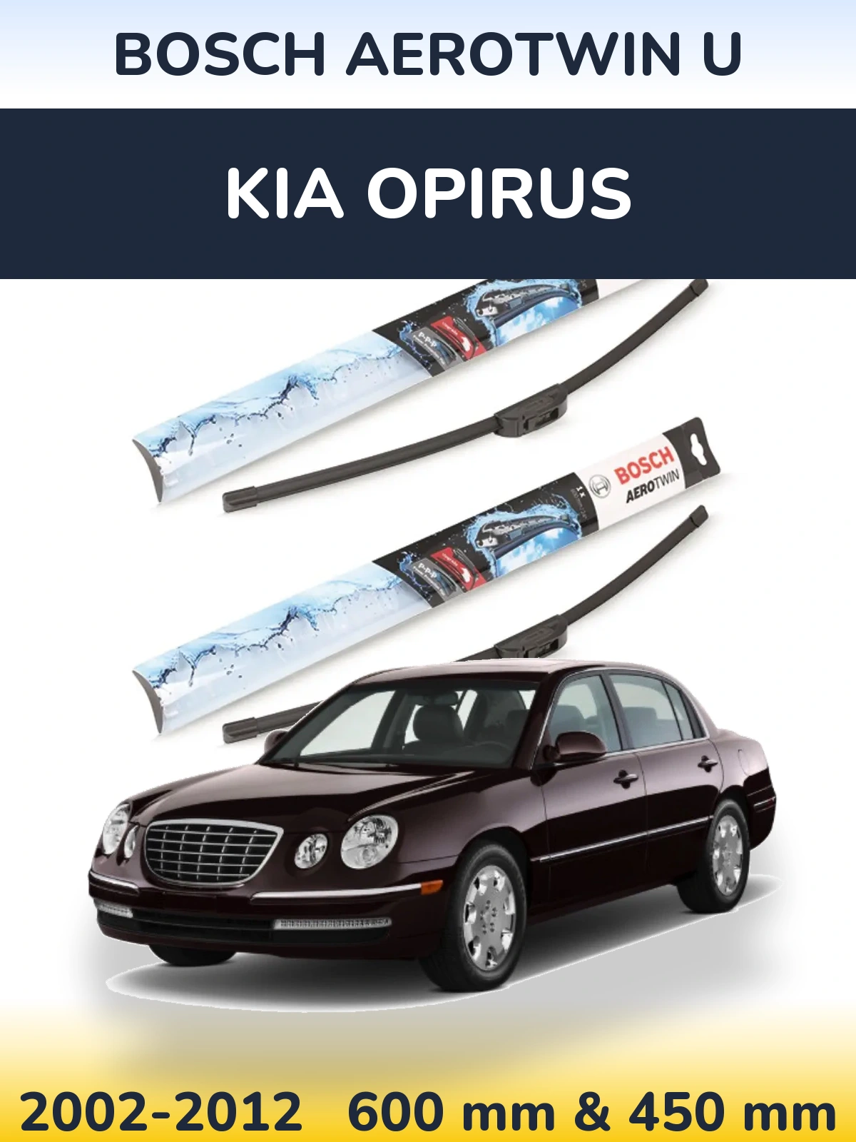Sada předních stěračů BOSCH AeroTwin U 600 a 450 mm pro KIA Opirus 2002-2012