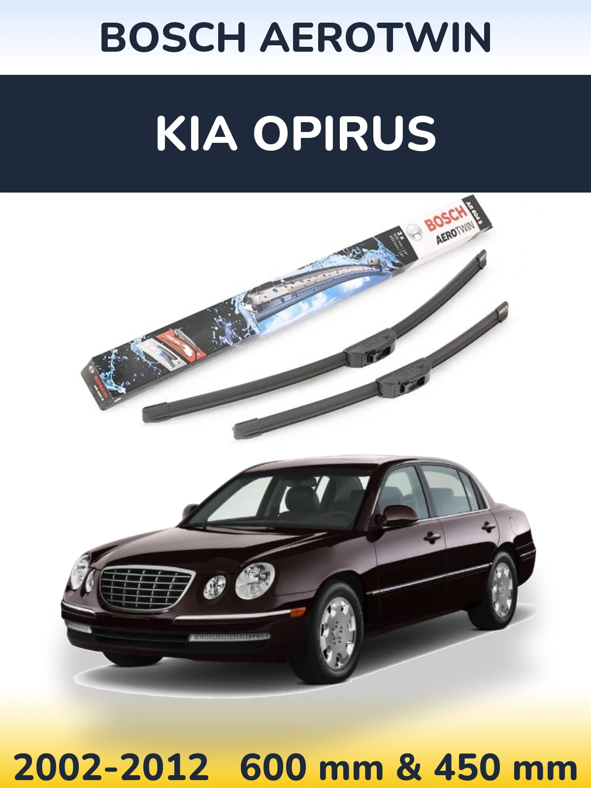 Sada předních stěračů BOSCH AeroTwin 600 a 450 mm pro KIA Opirus 2002-2012