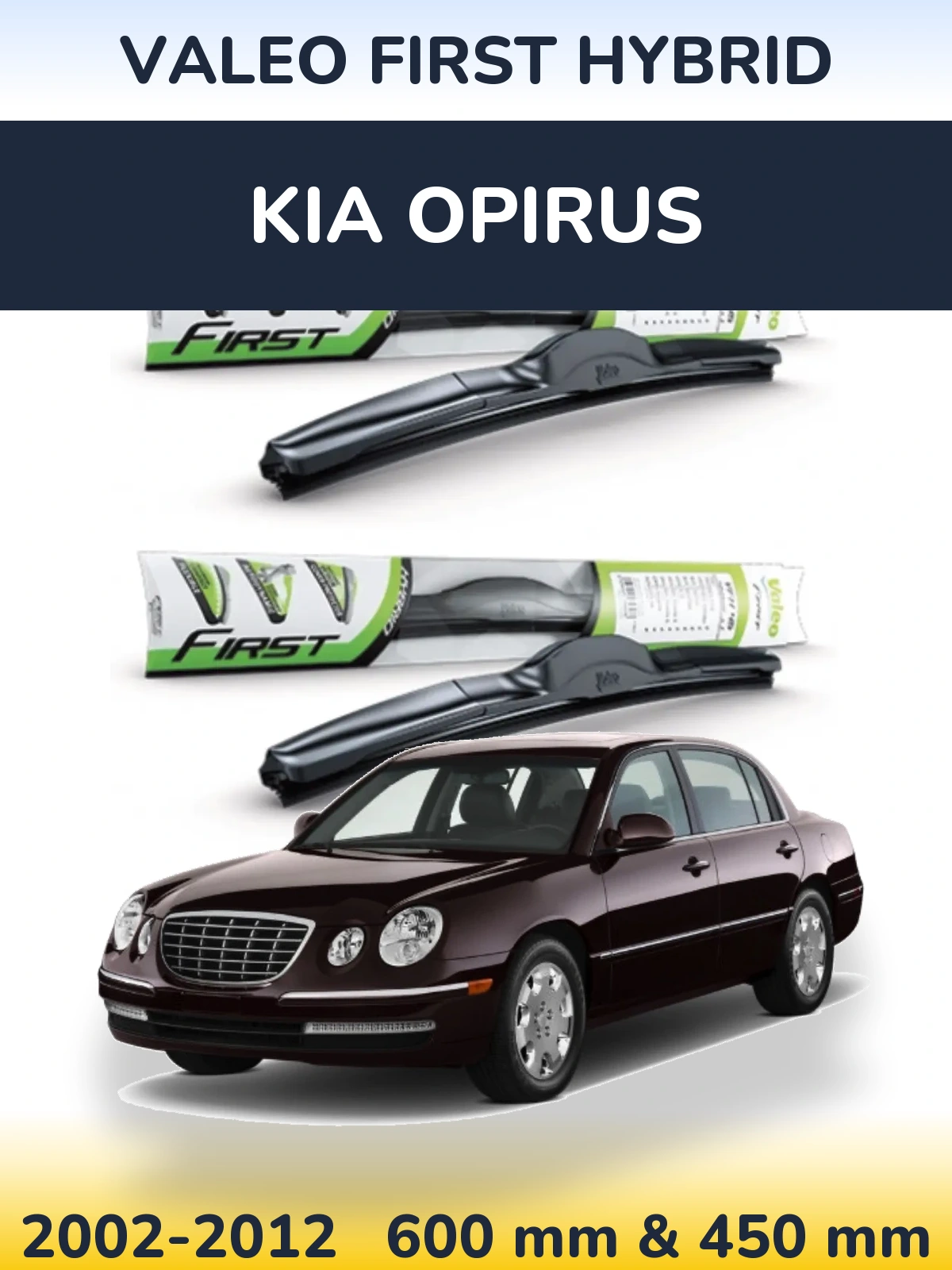 Sada předních stěračů Valeo First Hybrid 600 a 450 mm pro KIA Opirus 2002-2012
