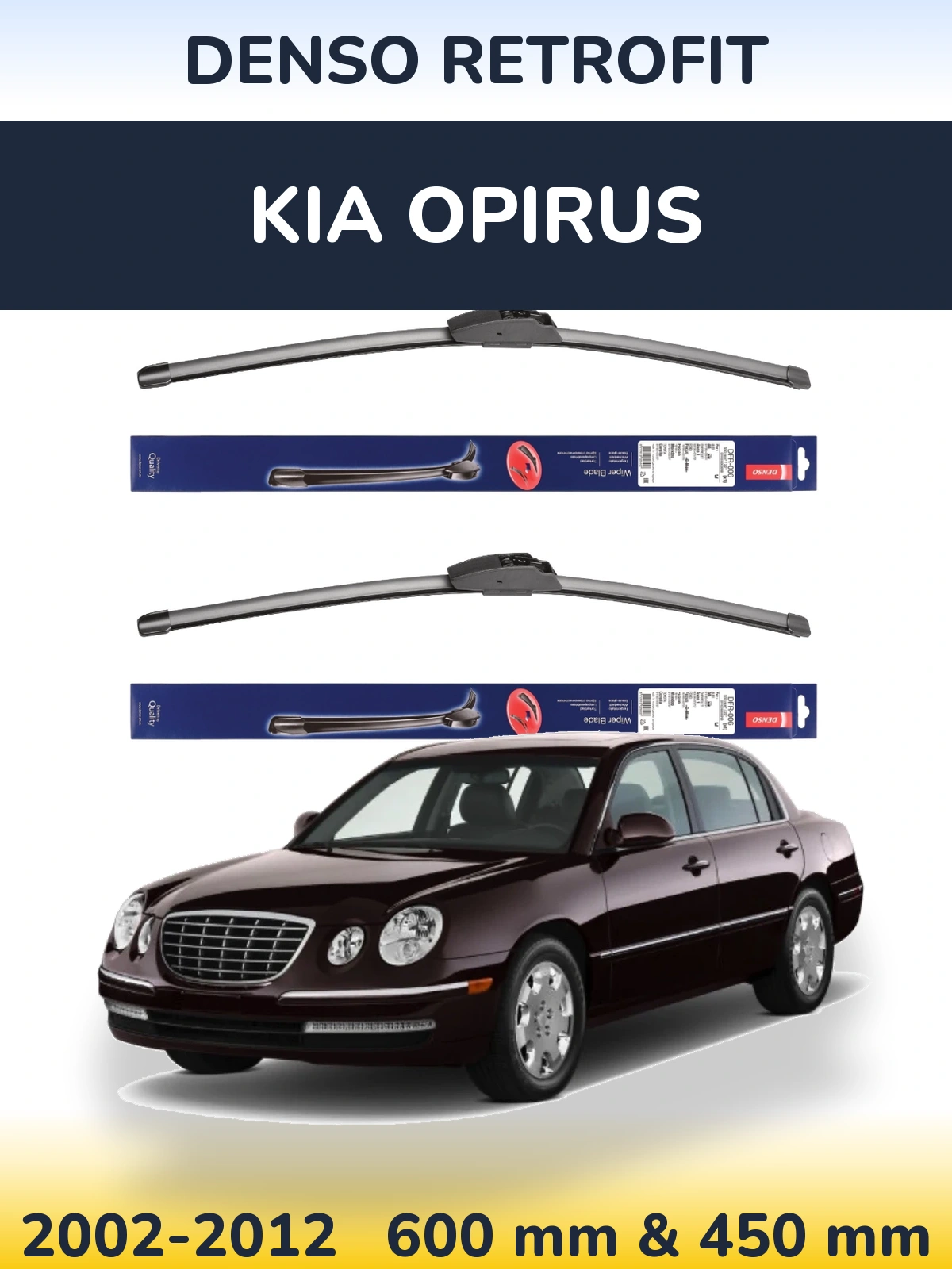 Sada předních stěračů Denso Retrofit 600 a 450 mm pro KIA Opirus 2002-2012