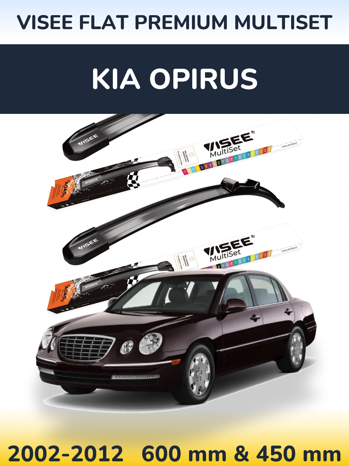 Sada předních stěračů VISEE FLAT PREMIUM MultiSet 600 a 450 mm pro KIA Opirus 2002-2012