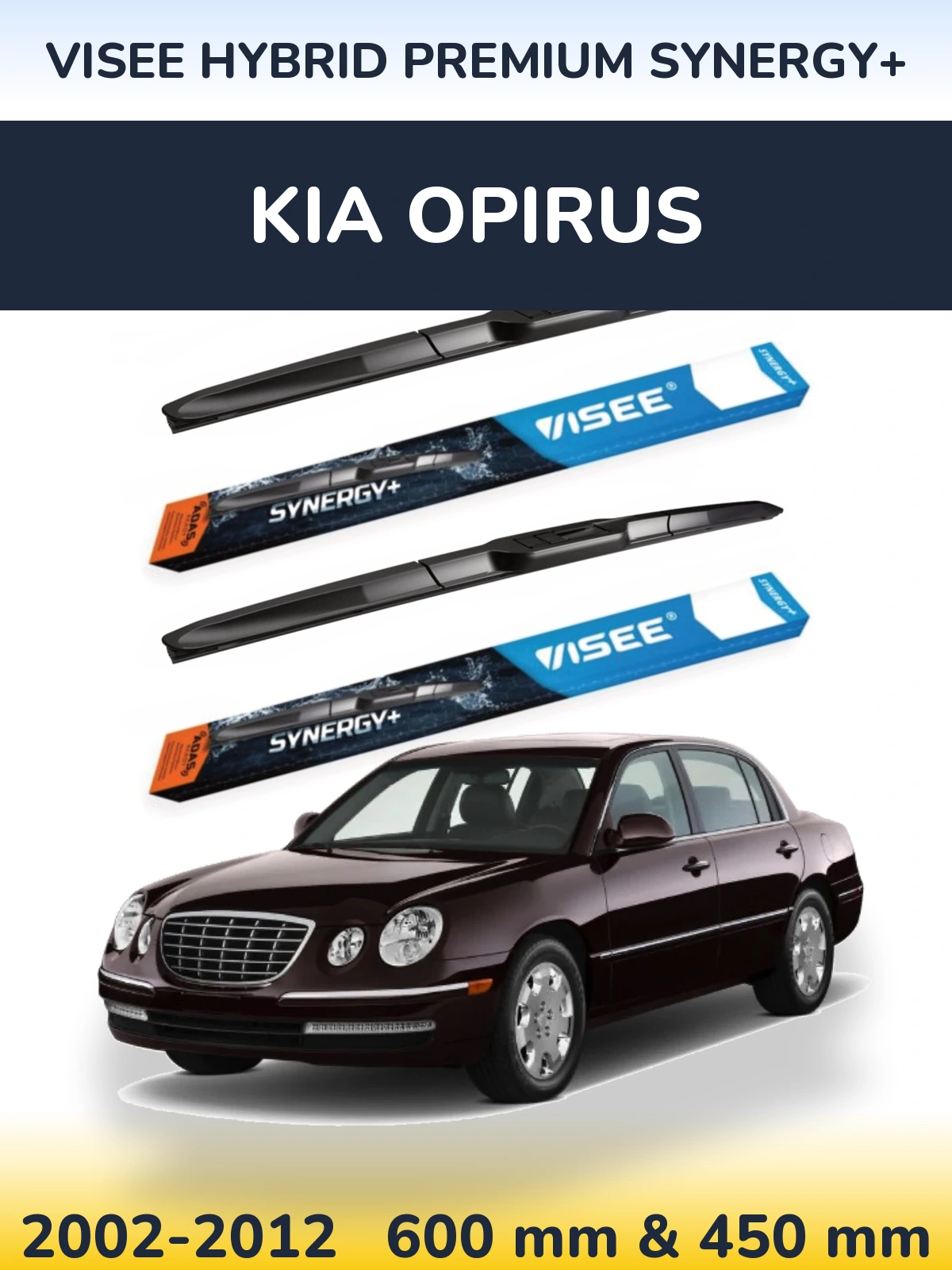 Комплект передніх щіток VISEE HYBRID PREMIUM SYNERGY+ 600 & 450 мм для KIA Opirus 2002-2012