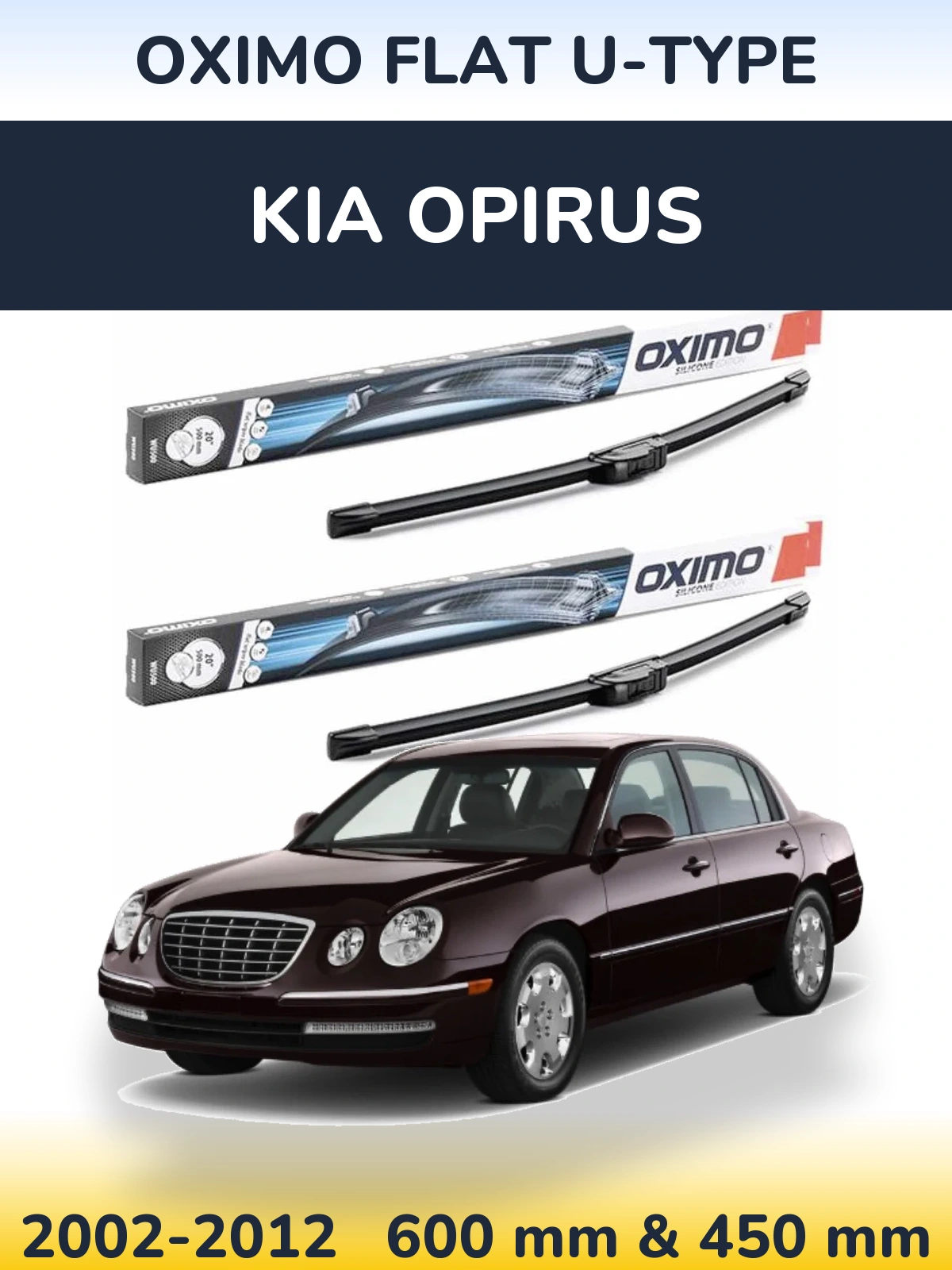 Sada předních stěračů Oximo Flat U-type 600 a 450 mm pro KIA Opirus 2002-2012