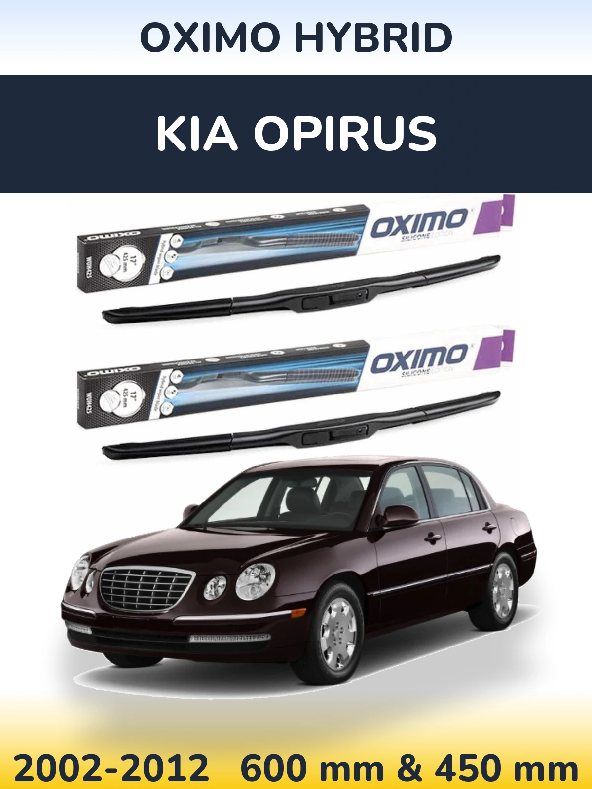 Sada předních stěračů Oximo Hybrid 600 a 450 mm pro KIA Opirus 2002-2012