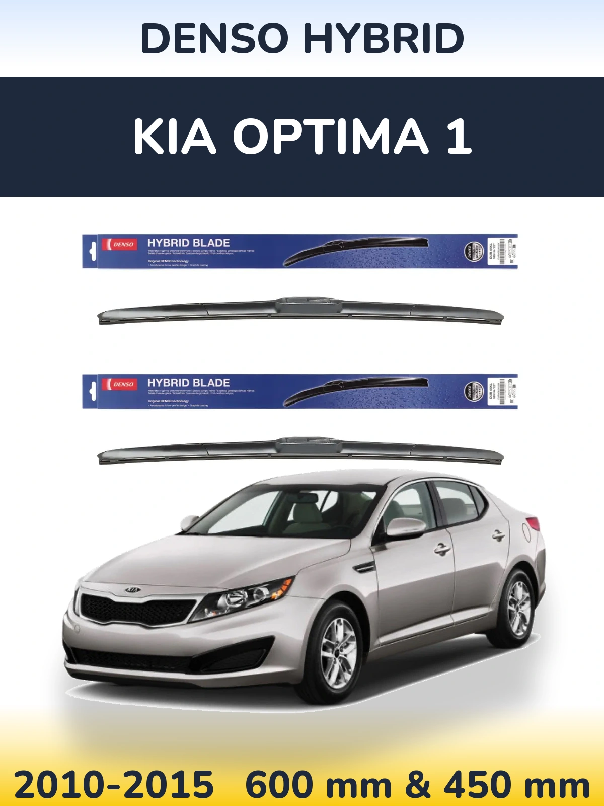 Sada předních stěračů Denso Hybrid 600 a 450 mm pro KIA Optima 1 2010-2015