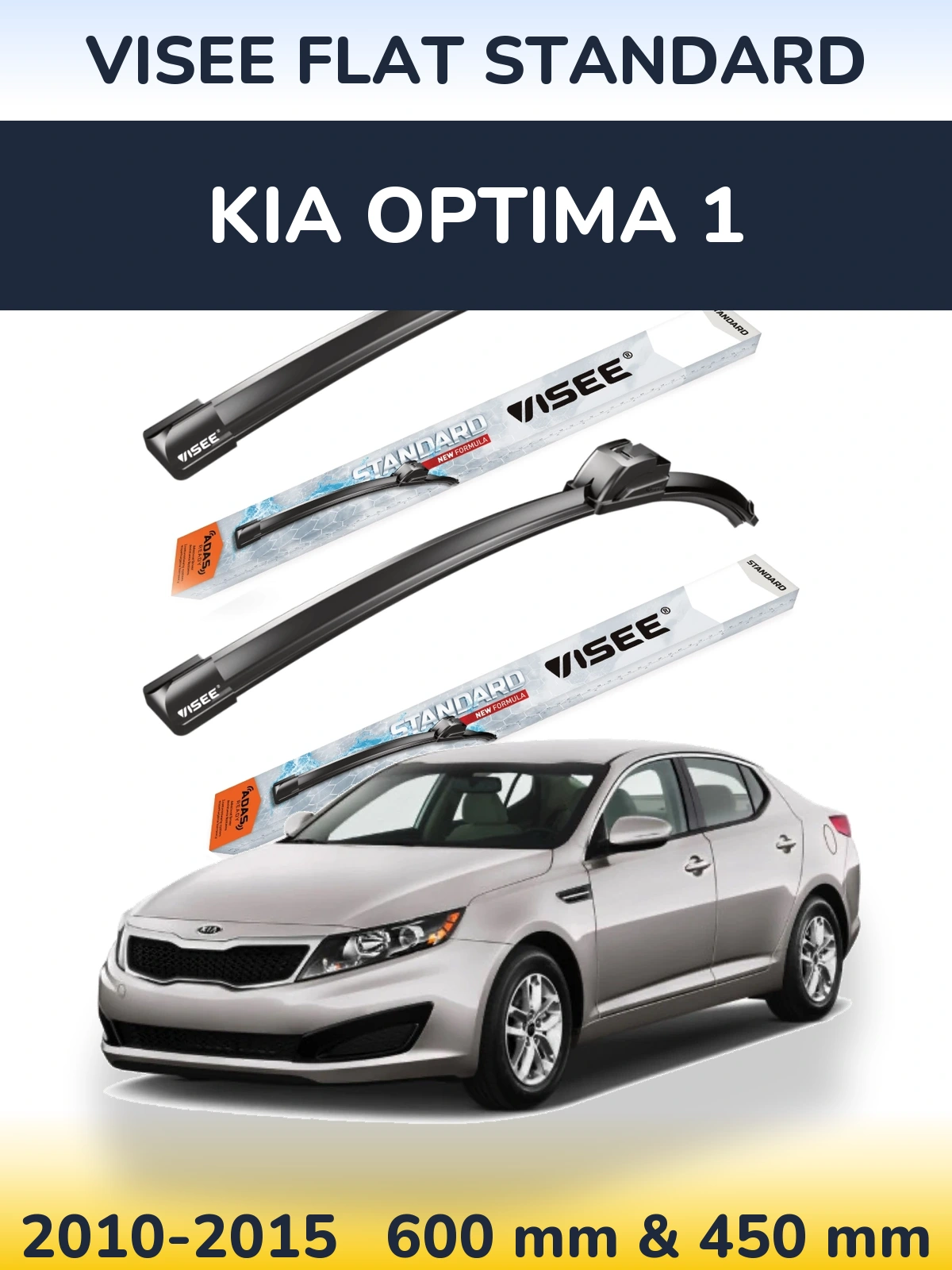 Sada předních stěračů VISEE FLAT STANDARD 600 a 450 mm pro KIA Optima 1 2010-2015