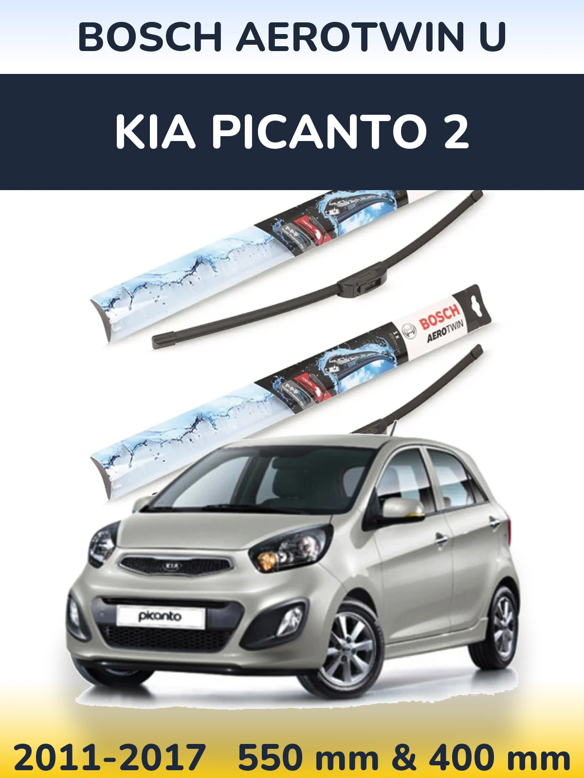 Sada předních stěračů BOSCH AeroTwin U 550 a 400 mm pro KIA Picanto 2 2011-2017