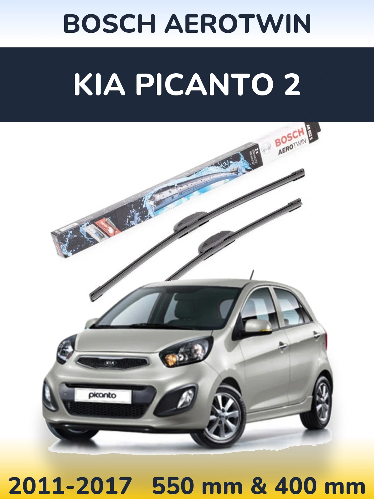 Sada předních stěračů BOSCH AeroTwin 550 a 400 mm pro KIA Picanto 2 2011-2017