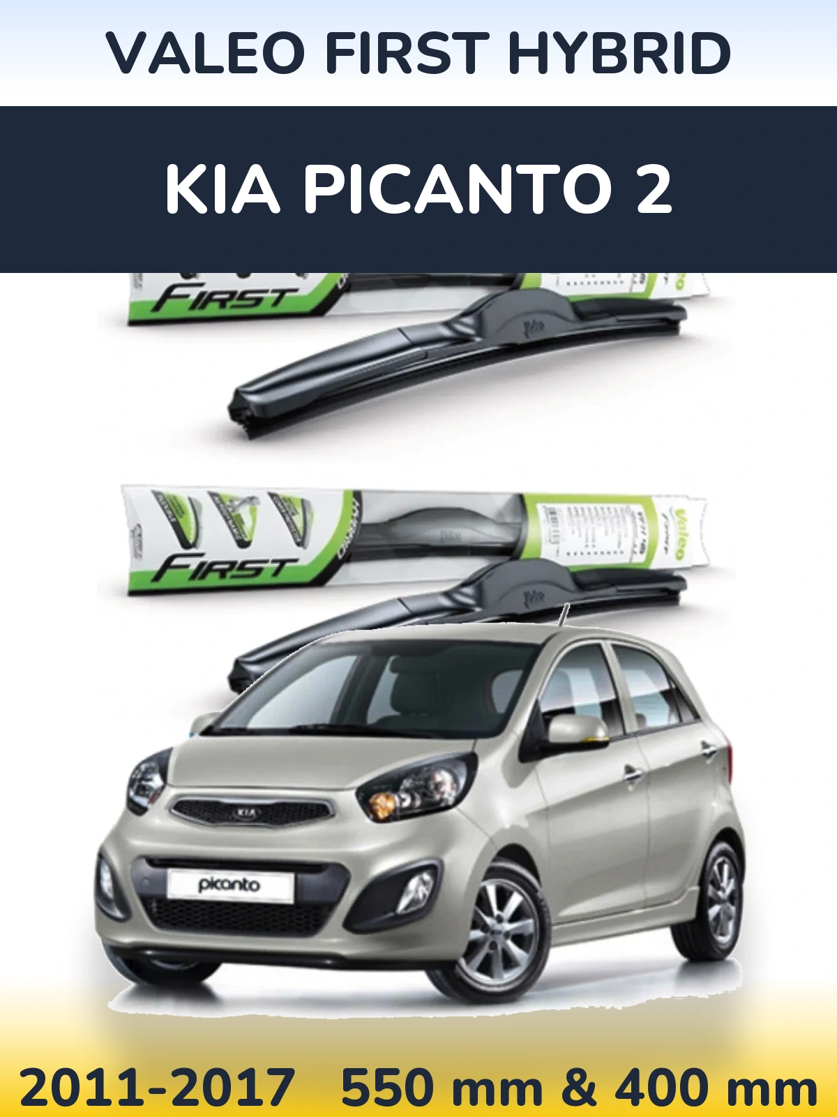 Sada předních stěračů Valeo First Hybrid 550 a 400 mm pro KIA Picanto 2 2011-2017