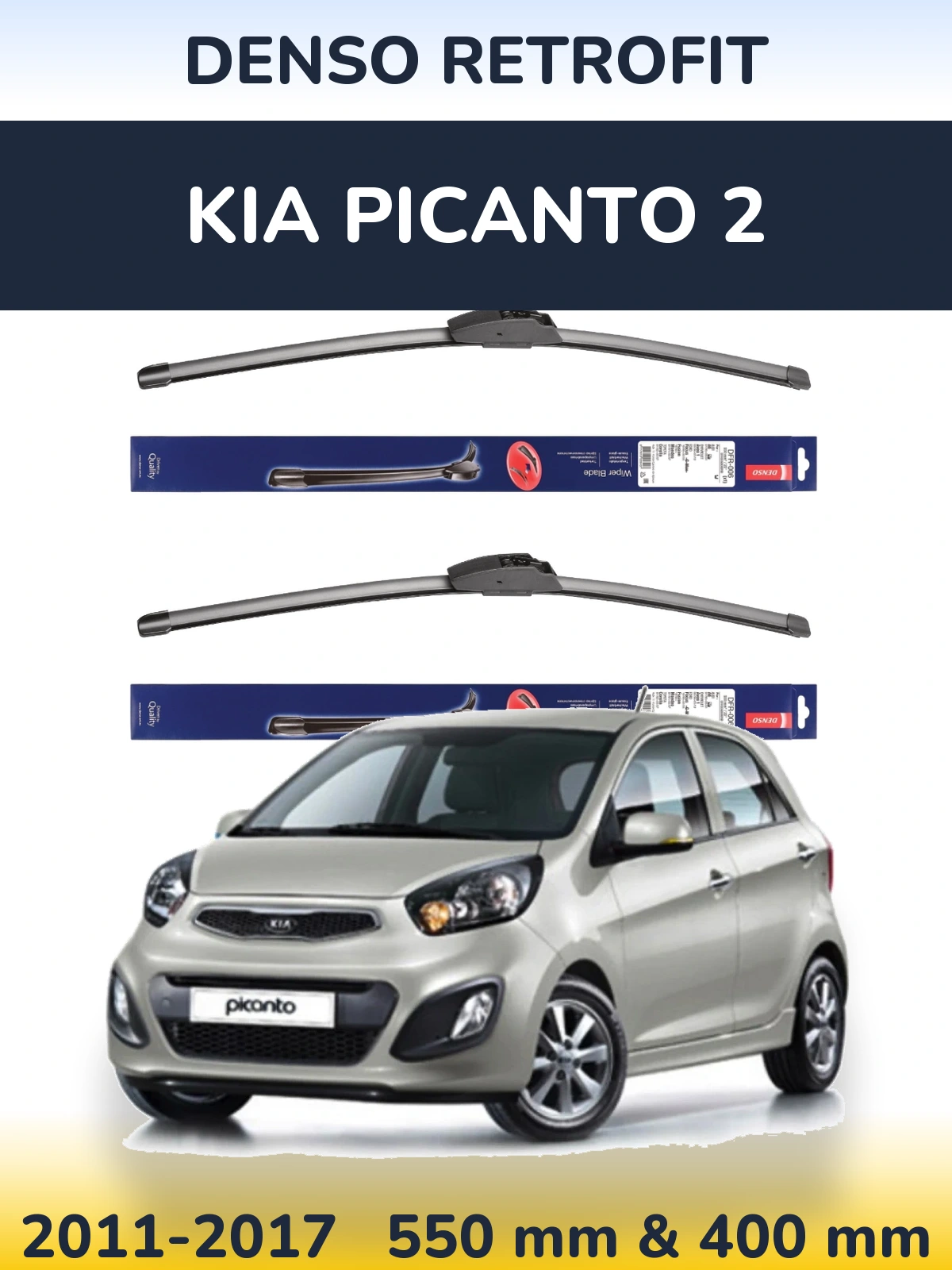 Sada předních stěračů Denso Retrofit 550 a 400 mm pro KIA Picanto 2 2011-2017