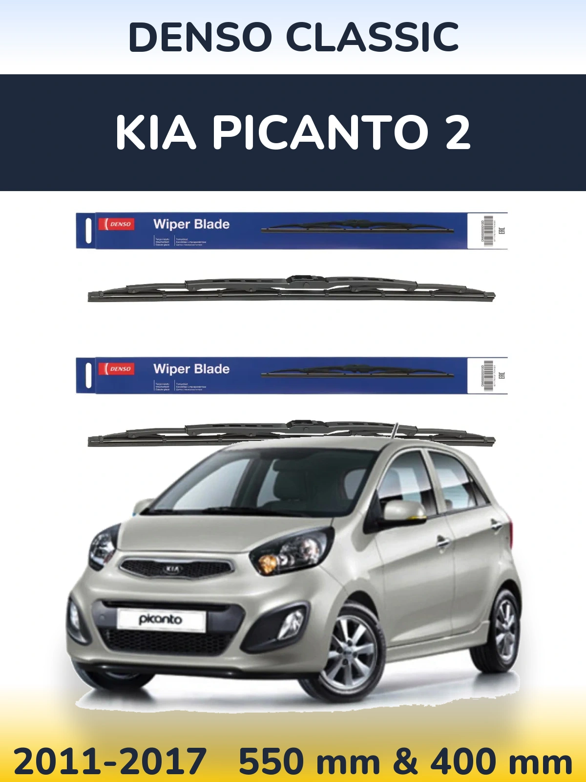 Sada předních stěračů Denso Classic 550 a 400 mm pro KIA Picanto 2 2011-2017