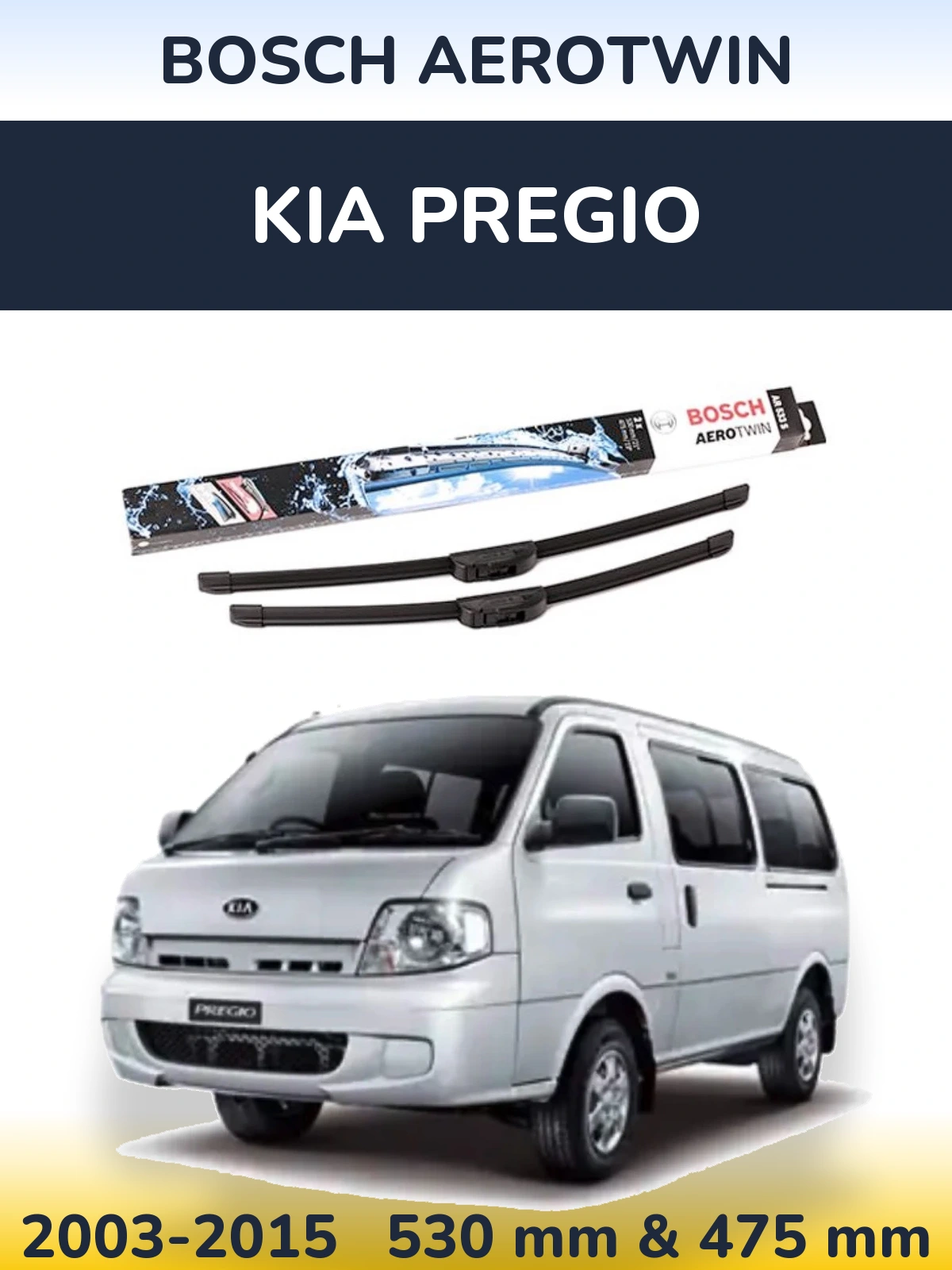 Sada předních stěračů BOSCH AeroTwin 530 a 475 mm pro KIA Pregio 2003-2015