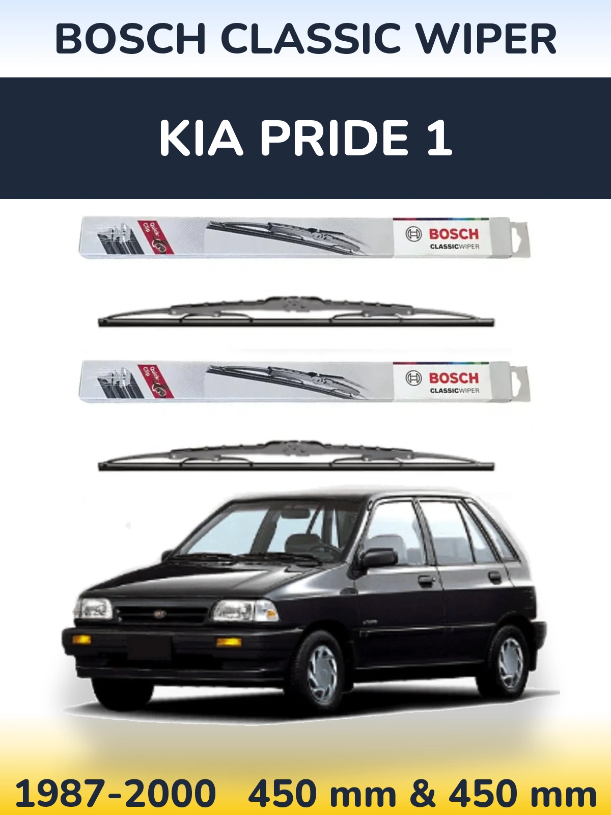 Sada předních stěračů BOSCH Classic Wiper 450 a 450 mm pro KIA Pride 1 1987-2000