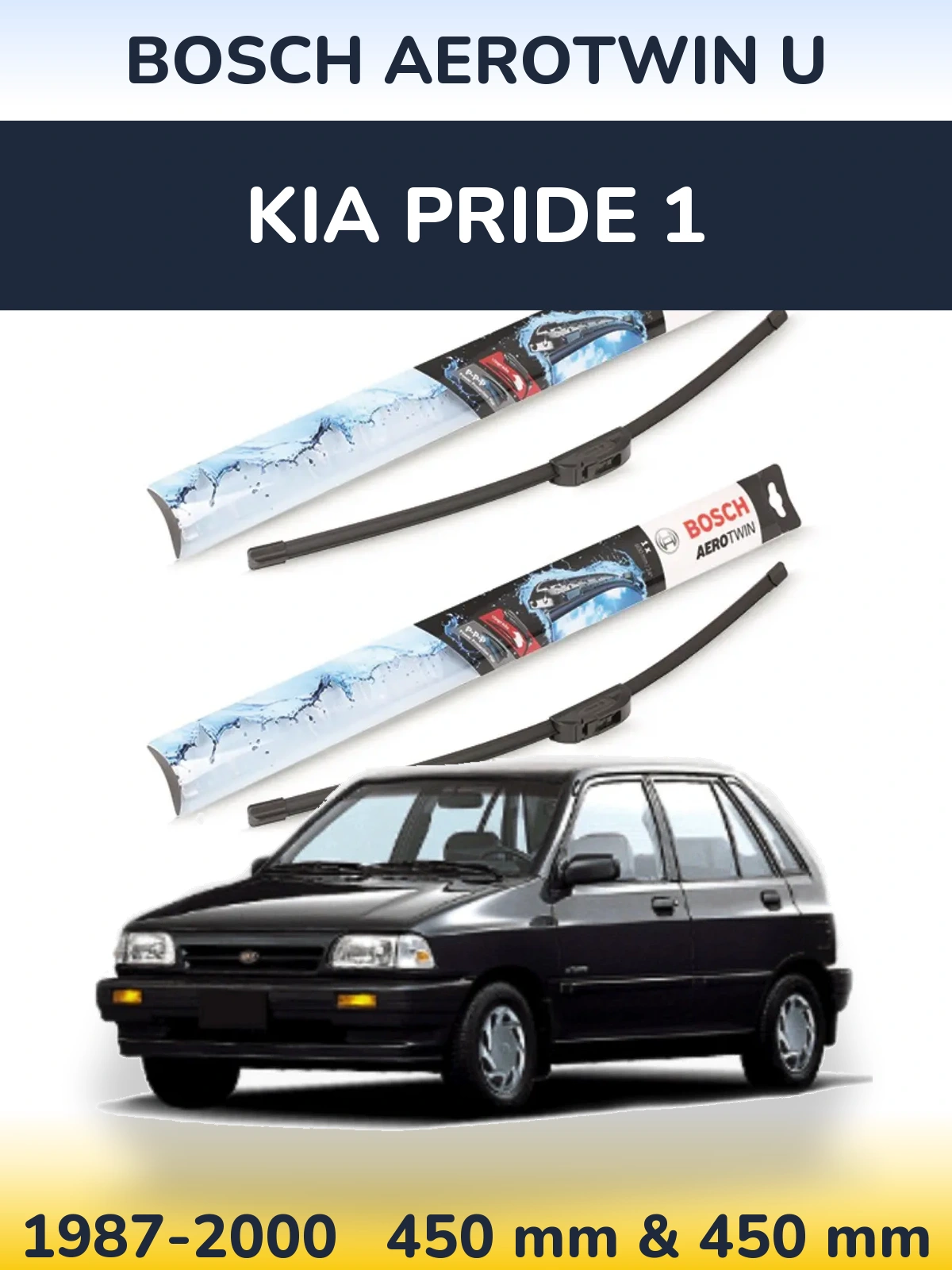 Sada předních stěračů BOSCH AeroTwin U 450 a 450 mm pro KIA Pride 1 1987-2000