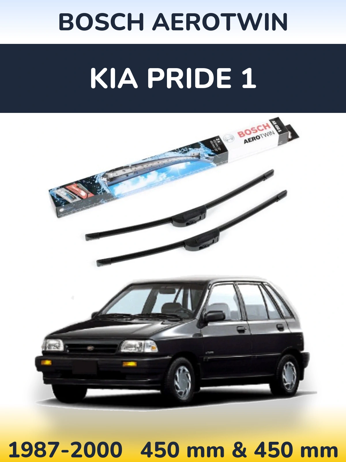 Sada předních stěračů BOSCH AeroTwin 450 a 450 mm pro KIA Pride 1 1987-2000