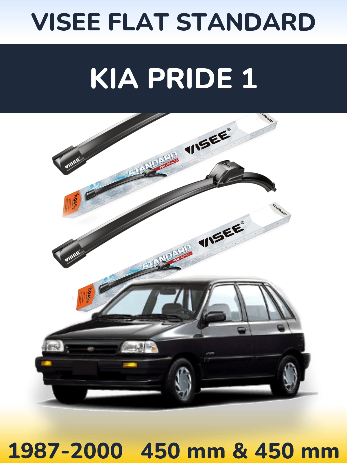 Sada předních stěračů VISEE FLAT STANDARD 450 a 450 mm pro KIA Pride 1 1987-2000
