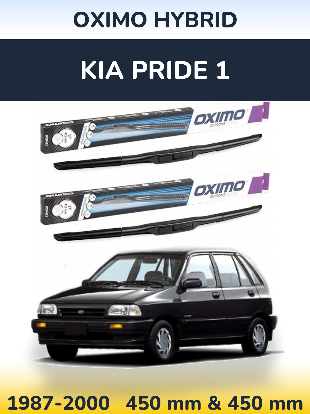 Sada předních stěračů Oximo Hybrid 450 a 450 mm pro KIA Pride 1 1987-2000