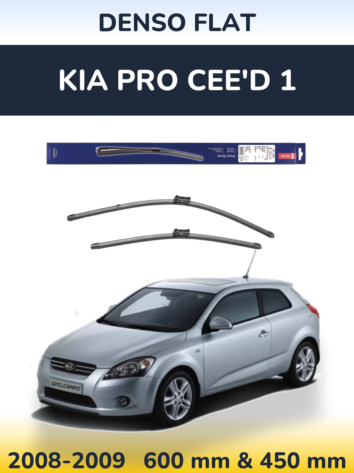 Sada předních stěračů Denso Flat 600 a 450 mm pro KIA Pro Cee'd 1 2008-2009