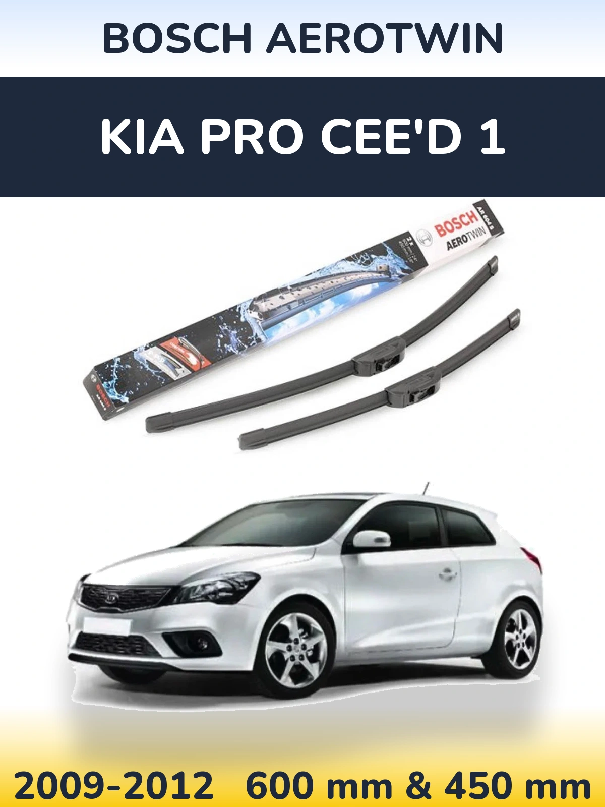Sada předních stěračů BOSCH AeroTwin 600 a 450 mm pro KIA Pro Cee'd 1 2009-2012