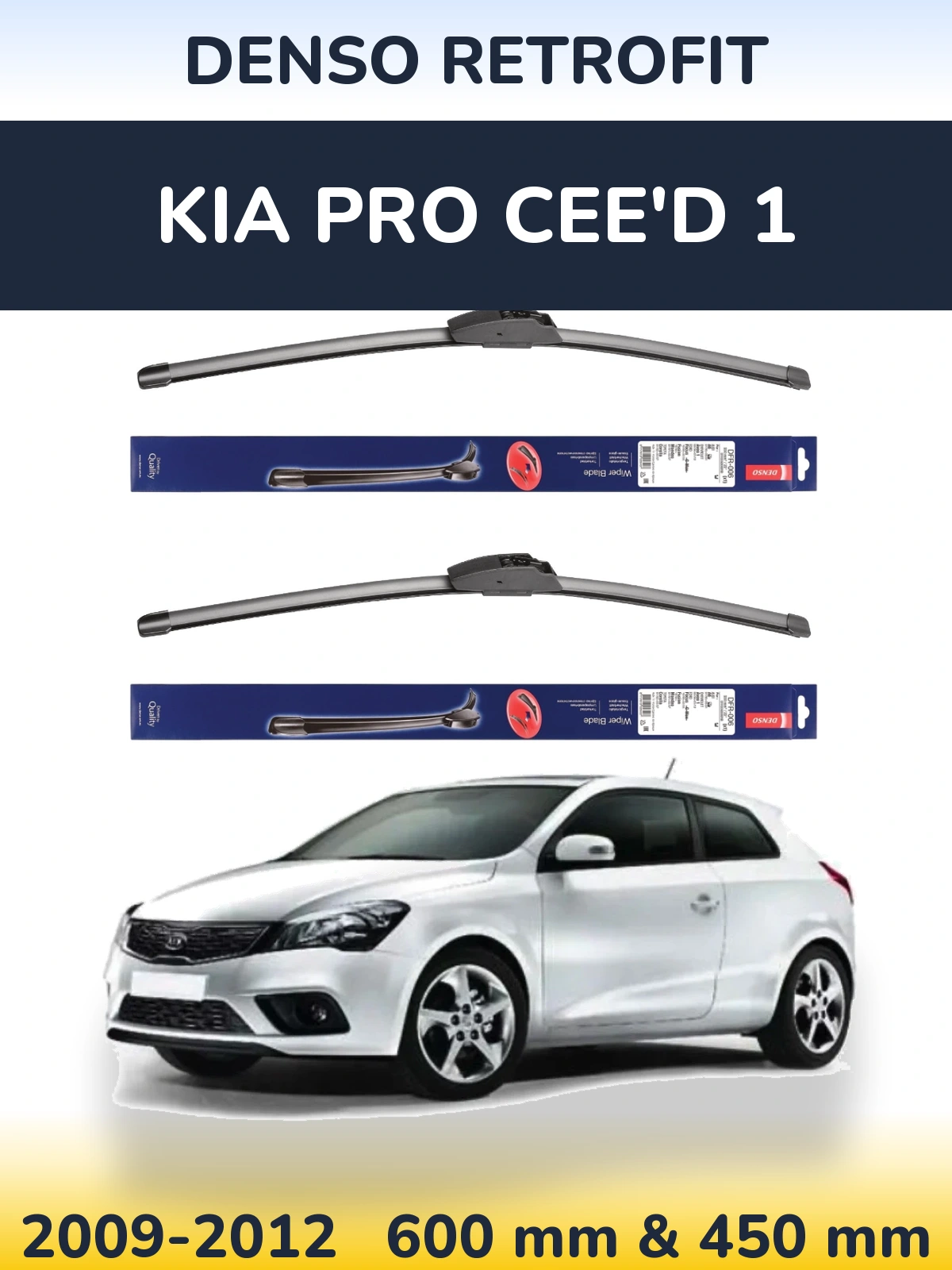 Sada předních stěračů Denso Retrofit 600 a 450 mm pro KIA Pro Cee'd 1 2009-2012