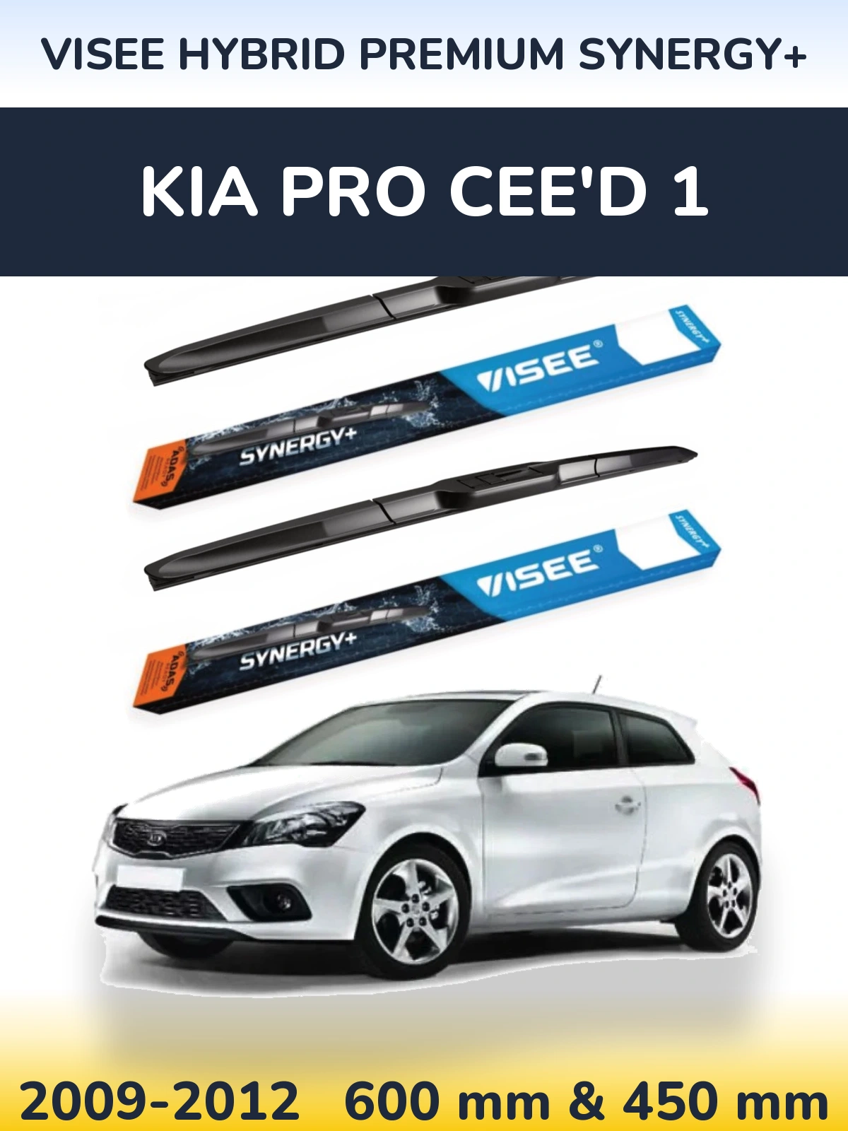 Sada předních stěračů VISEE HYBRID PREMIUM SYNERGY+ 600 a 450 mm pro KIA Pro Cee'd 1 2009-2012